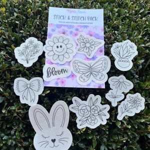 Spring Stick and Stitch Pack, Water-Soluble Dissolving Stick-On Embroidery Designs