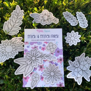 Stick and Stitch Pack - Original Florals, Water-Soluble Dissolving Stick-On Embroidery Designs