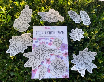 Stick and Stitch Pack - Original Florals, Water-Soluble Dissolving Stick-On Embroidery Designs