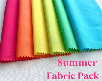 Summer Bright Embroidery Fabric Sample Pack, Cotton fabric for embroidery, fabric bundle, kona cotton fabric, 100% cotton