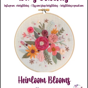 PDF Pattern Heirloom Blooms, Intermediate/Advanced Embroidery, Embroidery Pattern, DIY Embroidery, Hand Embroidery, Floral Embroidery image 2