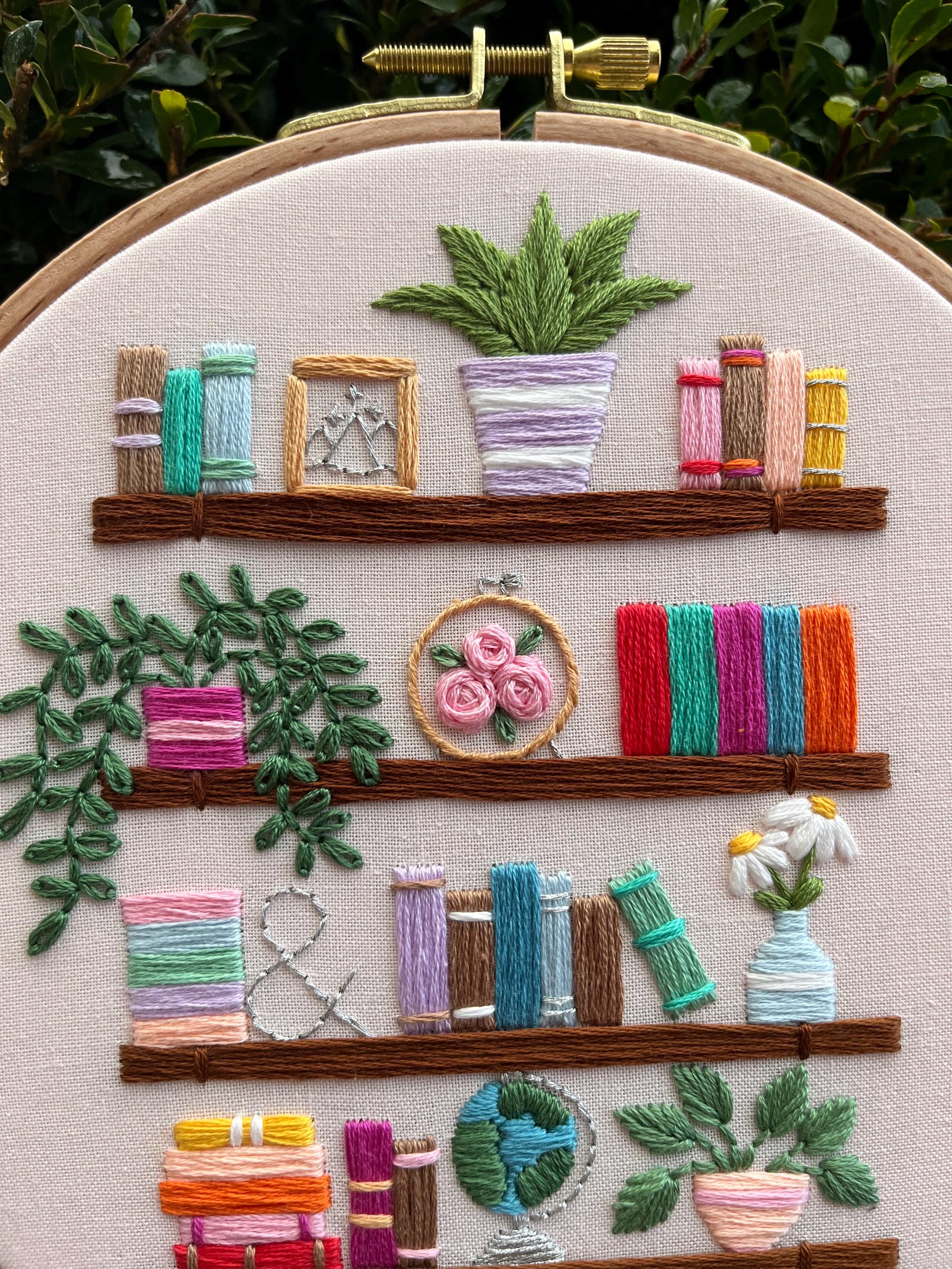 PDF Pattern - Botanical Bookshelves, Bookish Hand Embroidery Pattern ...