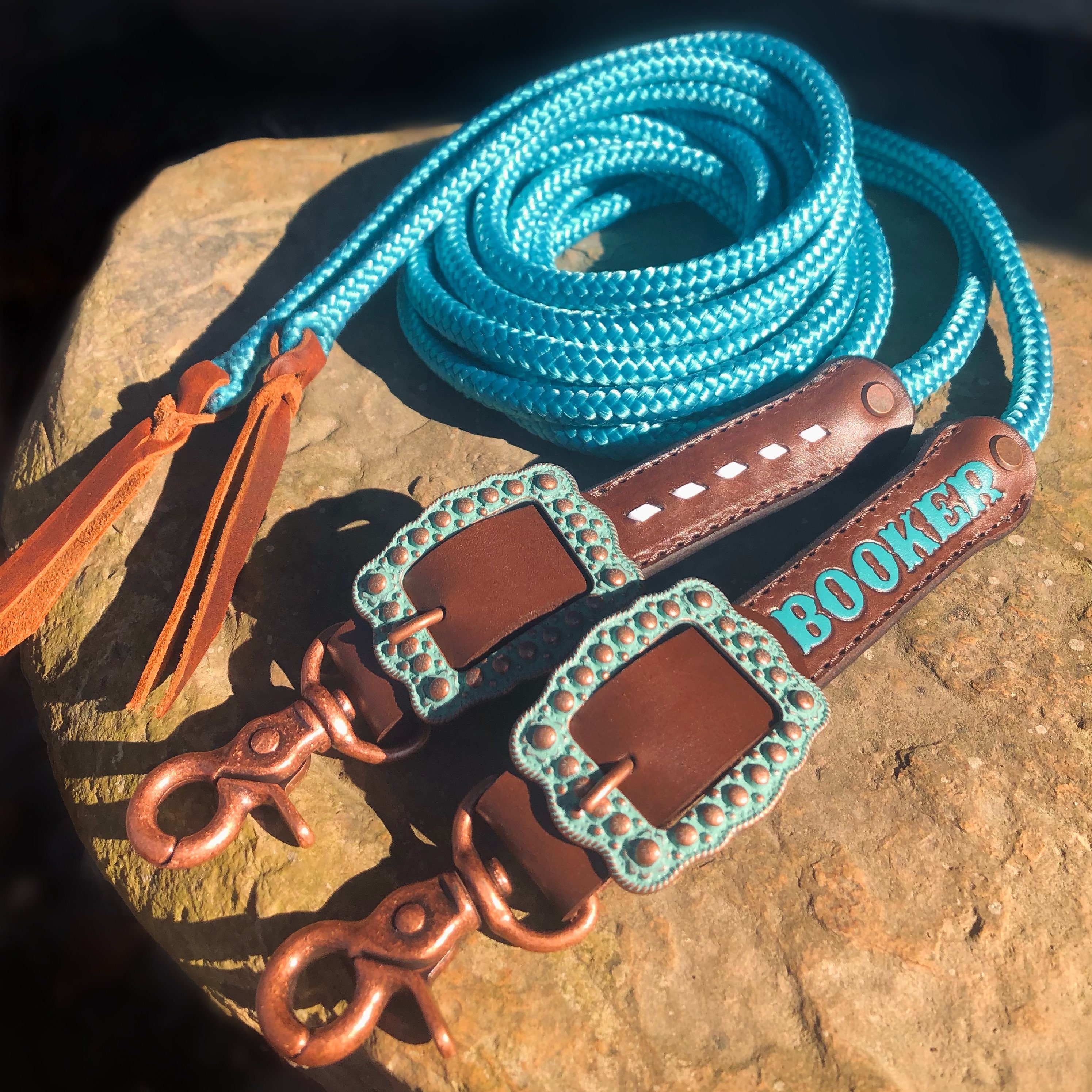 Customizable Leather and Rope Split Reins