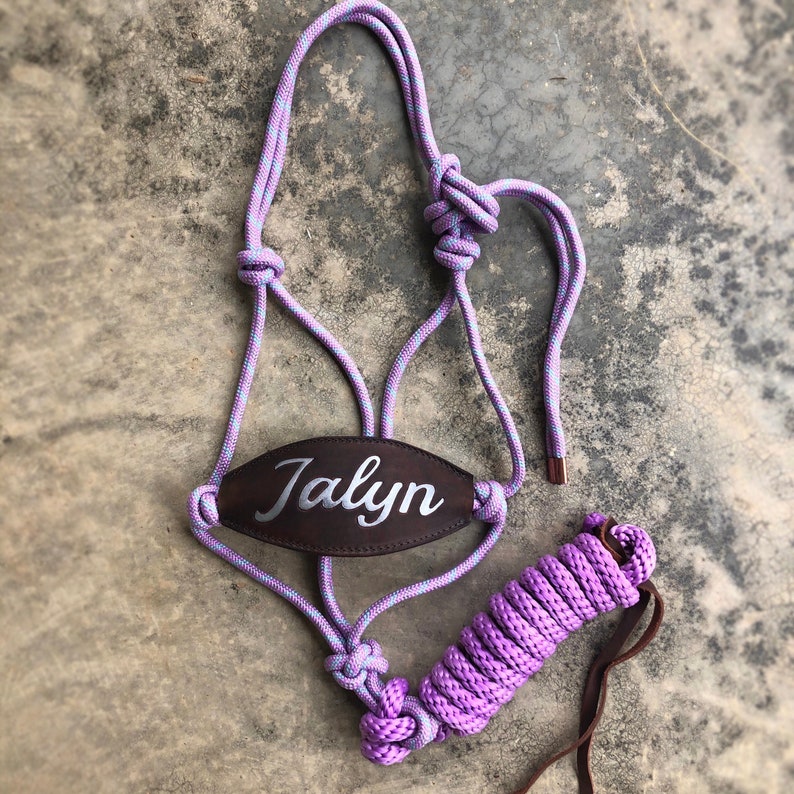 Custom Rope Halter With Lead Leather Bronc Noseband Hand Etsy Australia