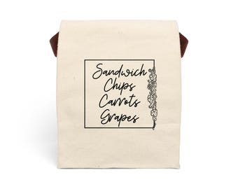 Stylish Canvas Lunch Bag with Strap - Eco-Friendly Tote for Sandwiches, Snacks & More - Perfect for School, Work, Picnics, Gifts