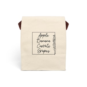 Lovely Fruit Lunch Bag with Strap Canvas Cotton Tote for Snacks & More School, Work, Picnics