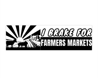 I Brake For Farmers Markets Sticker | Animal Sticker | Sheep Bumper Sticker | Gift for Farmers | Natural Health