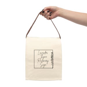 All Cotton Tasty Herbs Lunch Bag with Strap Canvas Eco Friendly Tote for Snacks & More School, Work, Picnics