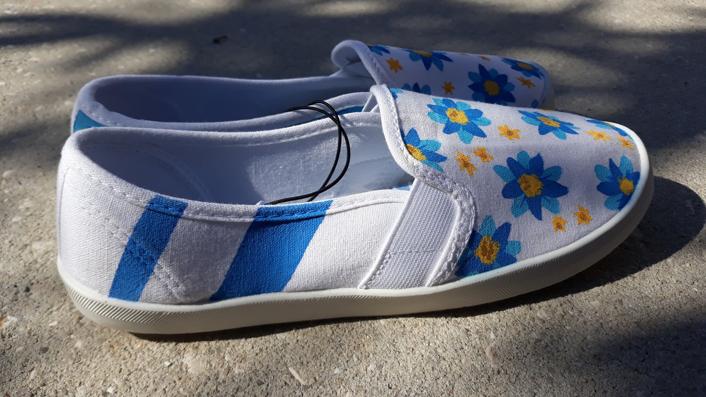 Hand painted shoes/slip on/canvas shoes Beautiful Blue Etsy
