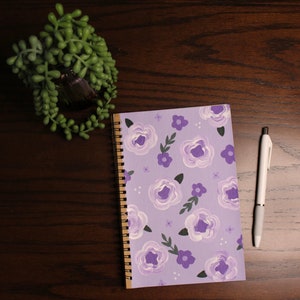 Hand-painted notebook, spiral notebook, floral painted journal, Lined Journal