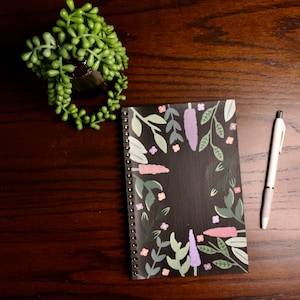 Hand painted notebook, Spiral bound blank journal, floral notebook, gift idea, gift for her