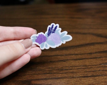 Purple Floral Sticker, Flower Design, 2 in. Sticker