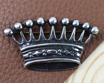 Broche couronne royale en argent sterling