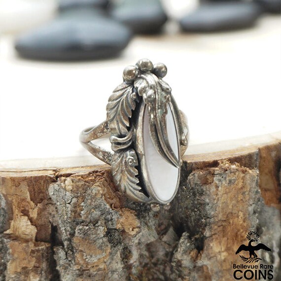 Nakai Sterling Silver Mother of Pearl Floral Statement Ring Etsy