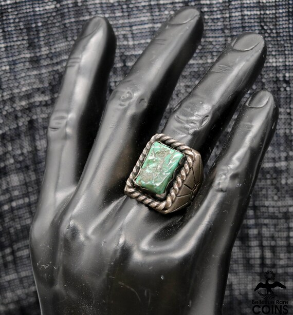 Southwestern Silver & Green Turquoise Vintage Sta… - image 8