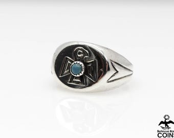 指輪・リング Vintage Fred Harvey Style Ring Size 9 3/4 >> Vintage Fred Harvey Era Navajo Sterling Silver