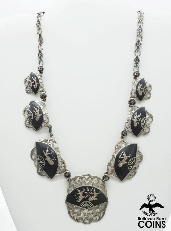Vintage Siam Lightning Goddess & Thunder God Sterling Silver Necklace