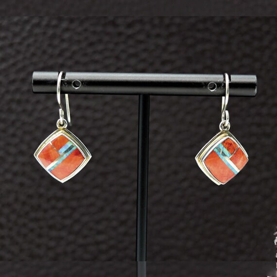 Native Southwestern Sterling Silver Opal & Red Co… - image 1