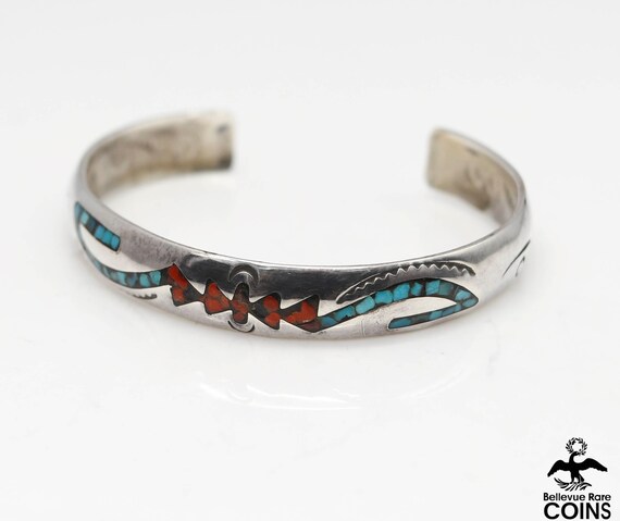Vintage Native Hand Made Sterling Silver Turquois… - image 5
