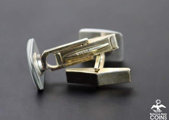 Modern Sterling Silver Rectangular Cuff Links w/L… - image 4