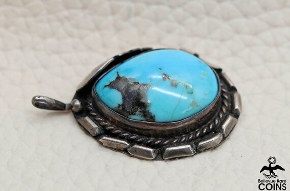 Bohemian Silver & Turquoise Cabochon Feathered Pe… - image 5
