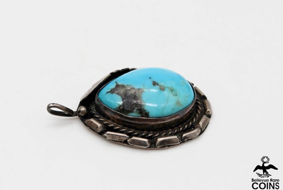 Bohemian Silver & Turquoise Cabochon Feathered Pe… - image 3