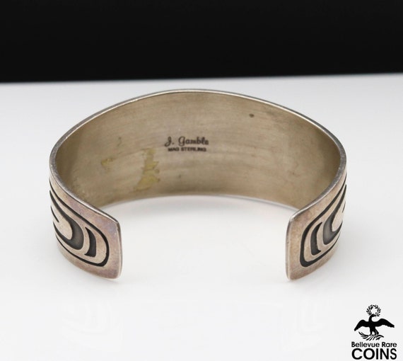 Native Sterling Silver Etched Eagle Cuff Bracelet… - image 4