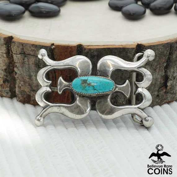 Vintage Southwestern Americana Silver & Turquoise… - image 1