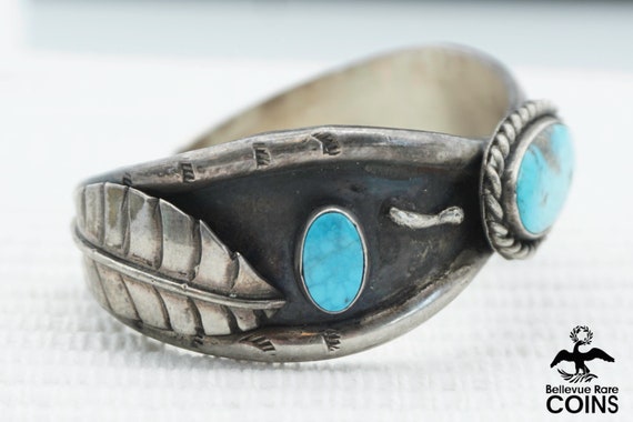 Vintage Southwestern Silver & Turquoise Three-Sto… - image 6