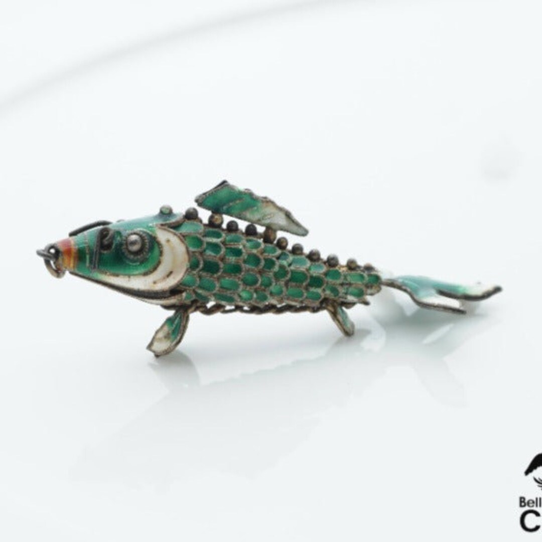 Vintage Silver Articulated Koi Fish Colorful Enamel Pendant Etsy