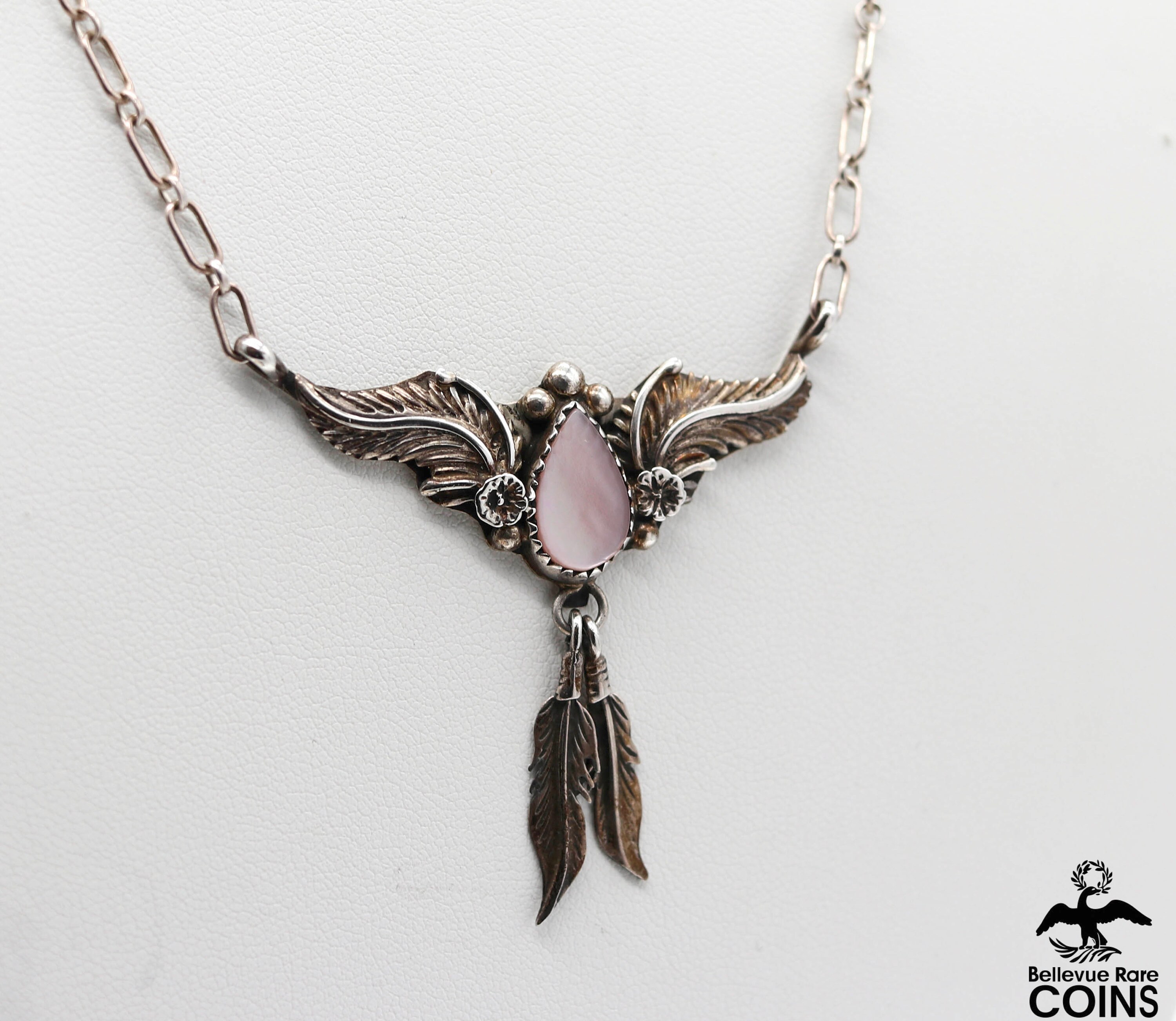 Silver Feather Necklace. Eagle Feather Necklace. Large