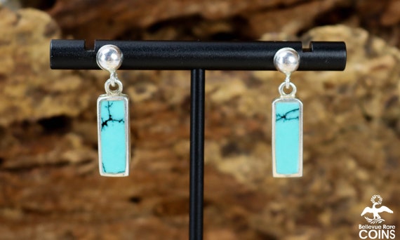 Signed MC Turquoise & Sterling Silver Rectangular… - image 2