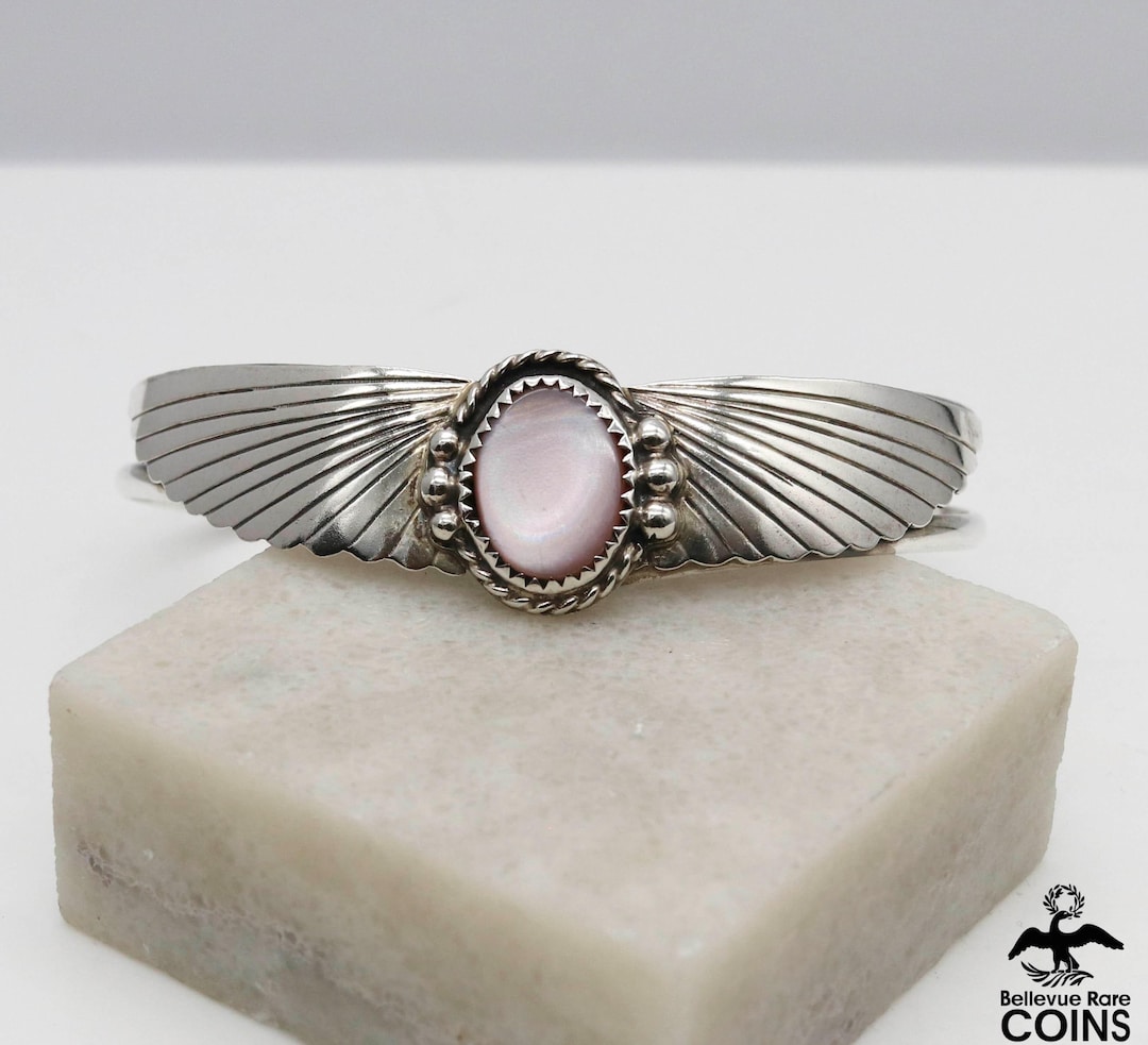 Boho Sterling Silver & Mother of Pearl Winged Cuff Bracelet - Etsy