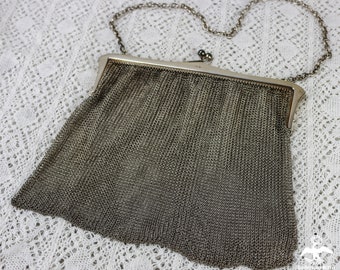 1919 Antique England Horton & Allday Sterling Silver (.925) Mesh Victorian Ladies Purse w/Chain