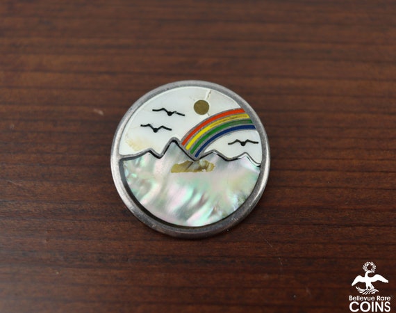 Vintage Mother of Pearl Sterling Silver Rainbow &… - image 3