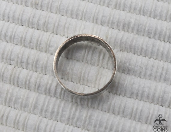 Silver Abstract Etched Ring Stackable Band - image 9