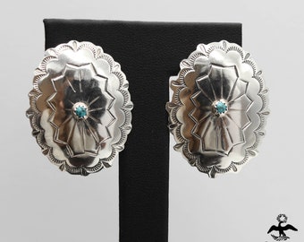 Native Gilbert Tom Sterling Silver & Turquoise Dream Catcher Earrings