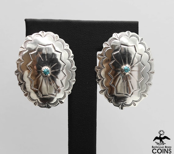Rare Modernistic Native American Navajo #8 Turquoise Triangle Sterling Silver Earrings Rare Modernistic Native American Navajo #8 Turquoise Triangle Sterling Silver Earrings