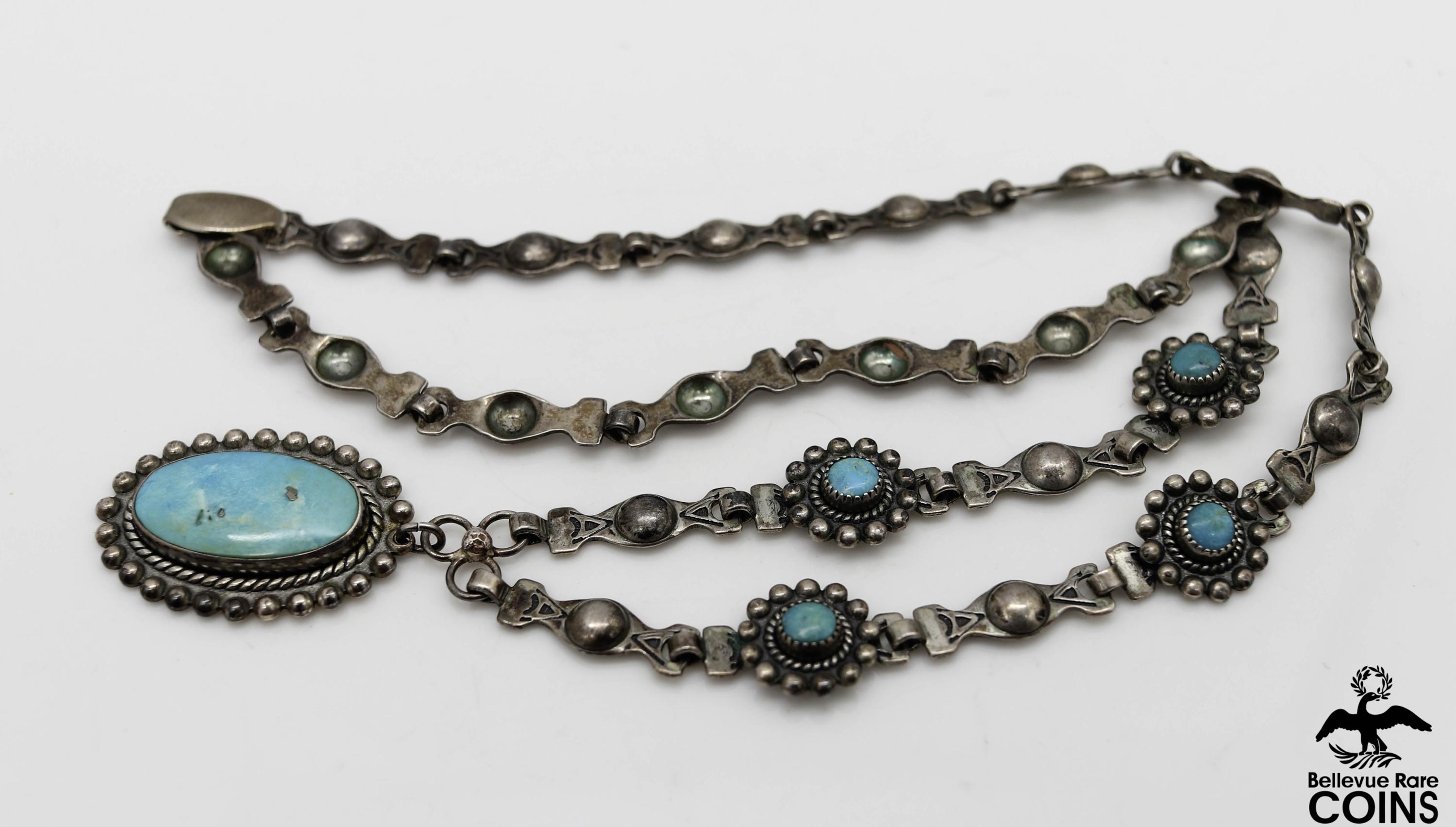 アクセサリー Indianjewelry/NAVAJOCHAIINBEADS NECKLACE James McCabe Handmade Sterling Silver Navajo Coin Necklace