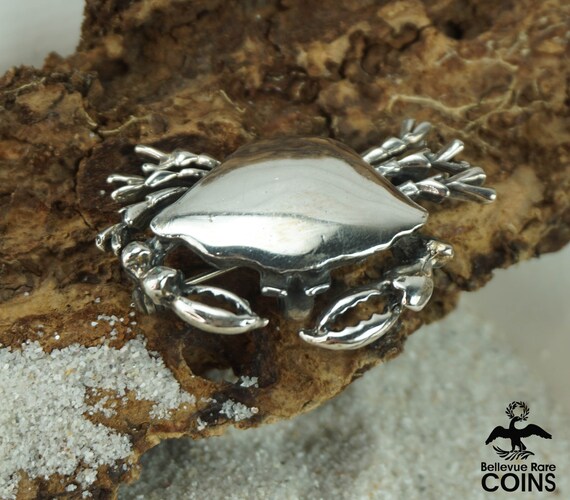 Vintage Sterling Silver Cancer Zodiac Symbol Crab… - image 1