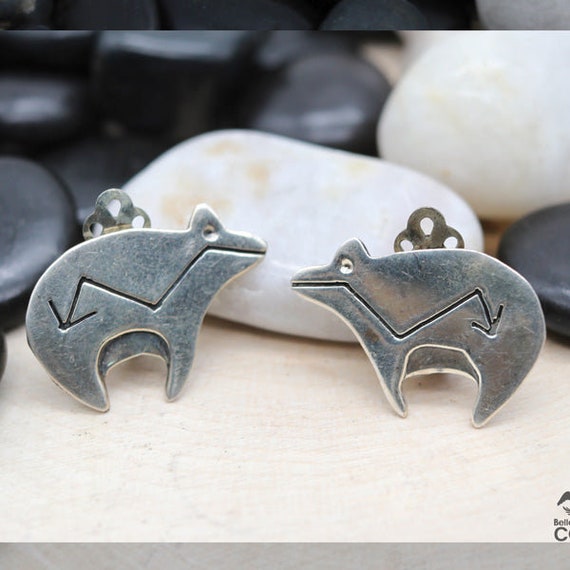 Native Sterling Silver Bull Frog Clip-On Earrings