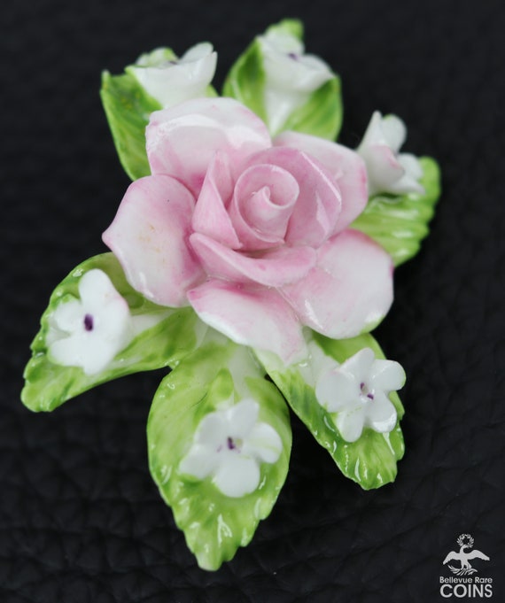 Vintage England Pink Rose & White Violets Ceramic… - image 3