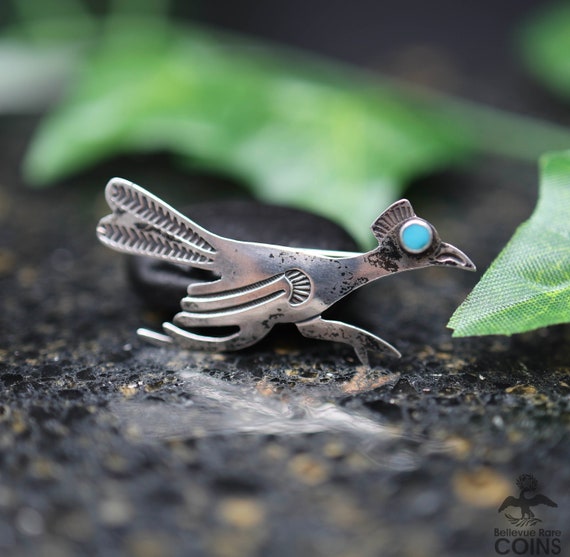 Vintage Southwestern Silver & Turquoise Figural R… - image 9