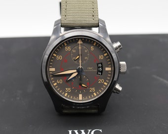 IWC パイロット クロノグラフ エディション トップガン ミラマー アンスラサイト グレー ダイヤル & グリーン キャンバス ファブリック ストラップ メンズ ウォッチ 箱付き IW388002