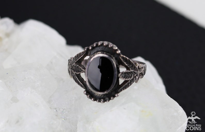 Vintage Southwestern Americana Sterling Silver & Onyx Ring image 1