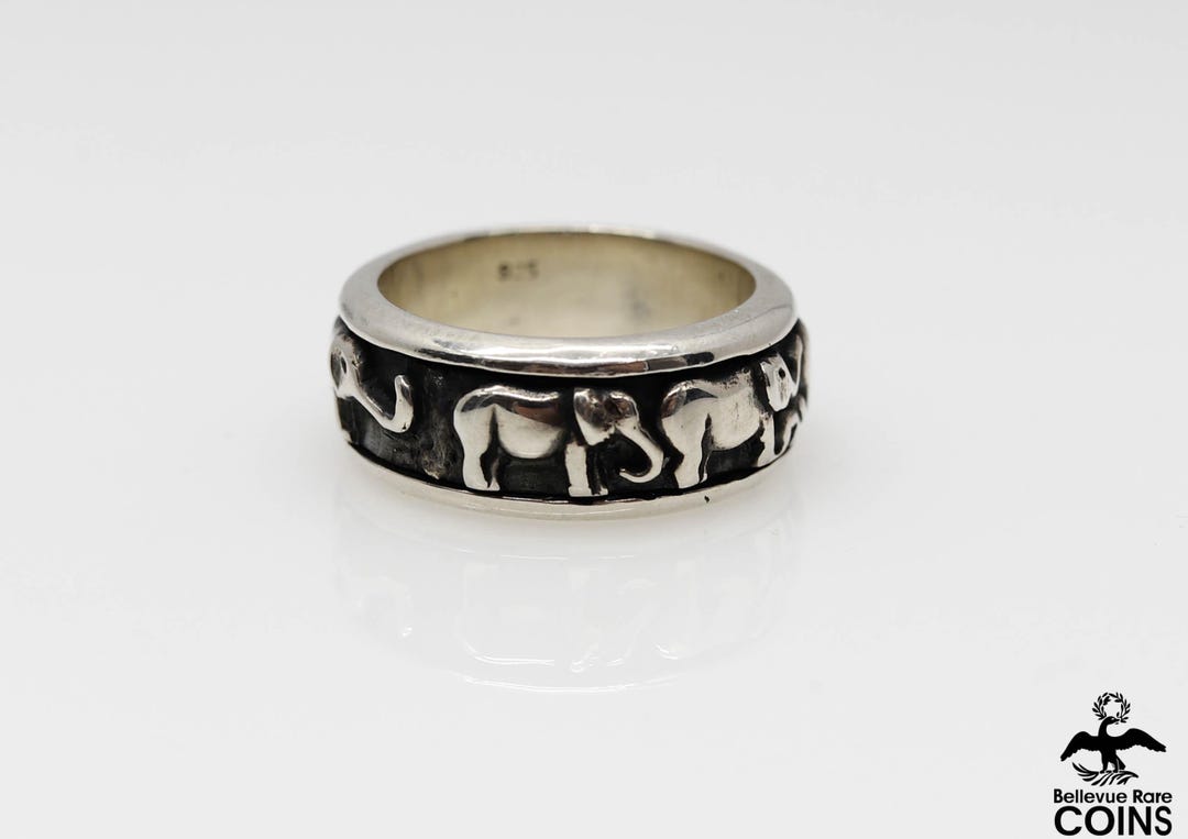 Modern Sterling Silver Elephants Fidget Spinner Ring Size 8 - Etsy