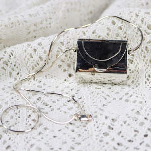 Collar con colgante de bolso para mujer en plata de ley de Taxco México (¡Se abre!)
