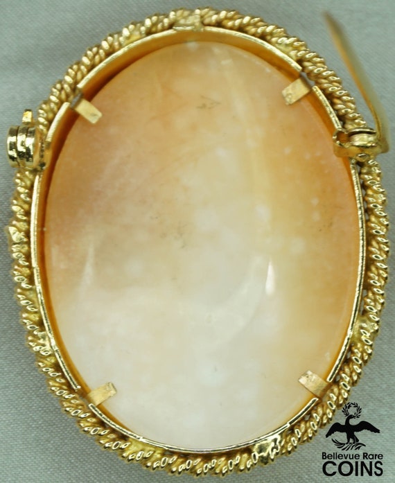 18k Yellow Gold Cameo Woman Floral Hair Victorian… - image 7