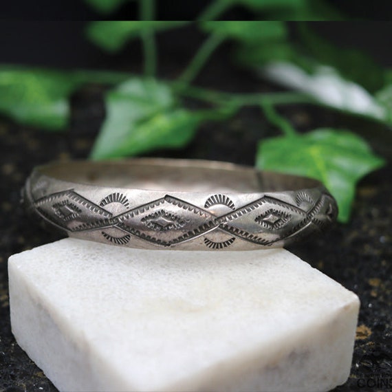 Wilbur Tracy Native Navajo Sterling Silver Decorative Stamp Work 