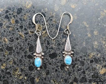 Southwestern Sterling Silver & Turquoise Dangle Earrings